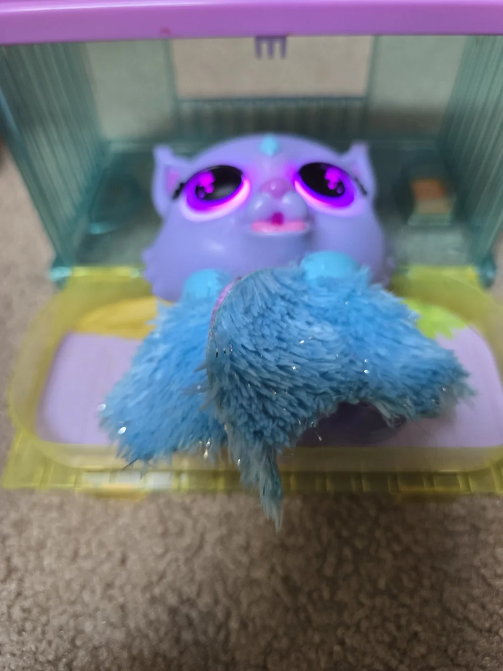 FurReal Pet Flitter Kitten Interactive Toy Lights Up Works & Carrier
